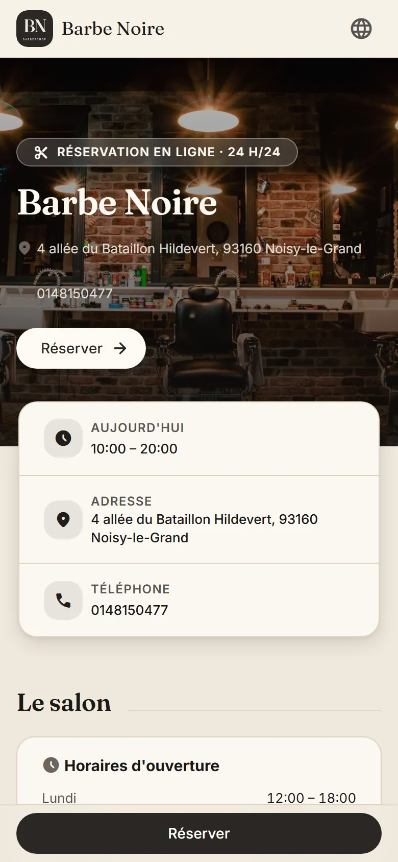 La même vitrine sur mobile